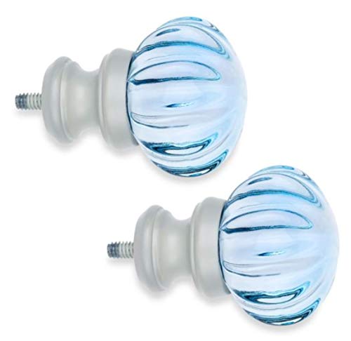 Finials Cambria My Room Luminous in Blue Glass and Satin White (Set of 2)