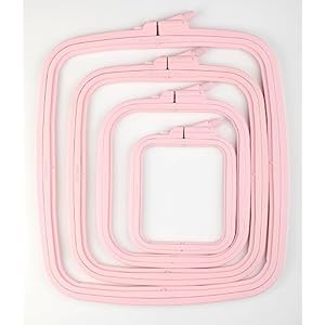 Nurge Pink 4 Pcs Set Plastic Square Embroidery Hoop, Cross Stitch Hoops, Punch Needle Hoop , DIY Craft Sewing,ABS Plastic Embroidery Hoops