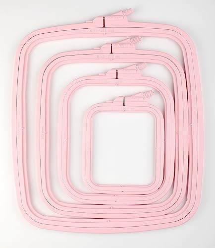 Nurge Pink 4 Pcs Set Plastic Square Embroidery Hoop, Cross Stitch Hoops, Punch Needle Hoop , DIY Craft Sewing,ABS Plastic Embroidery Hoops