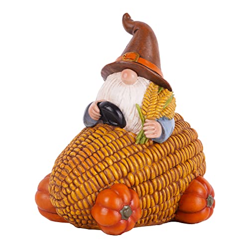 Resin Gnome Statue Outdoor Statues Fall Pumpkin Corn Statue Resin Pumpkin Figurines Ornament for Festival Decor Autumn Holiday Decor Statue,Corn