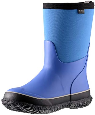 MCIKCC Kids Waterproof Rain Boots,Classic Snow Mud Boots Non-slip for Toddler Boys Girls,6M Blue and black