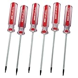 HARSKIYER 6 Pc Security Torx Screwdriver Set with Magnetic Tip, T4 T5 T6 T7 T8 T9 Cr-V Steel Screwdriver for Repairing and DIY, 3 Inch Working Length with Red Insulated PVC Handle