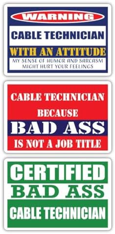 (x3) Certified Bad Ass Cable Technician with an Attitude Magnets | Funny Occupation Job Career Gift Idea | Magents Perfect for Cars, Trucks, Toolboxes, Lockers, Fridges image 5