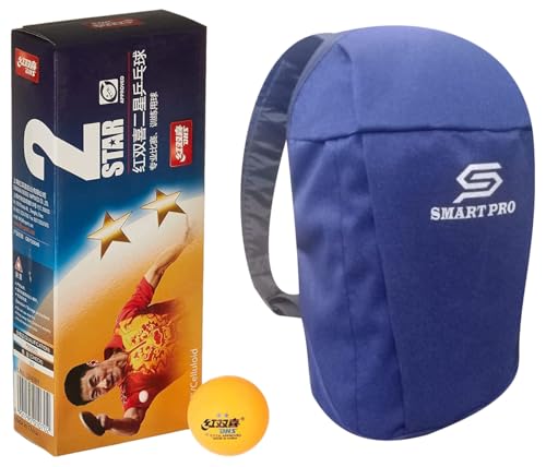 DHS TT Ball 40MM 2 Star Orange (10 Pcs Box) 20 PCS with Smart PRO TT Special Cover Speed Blue