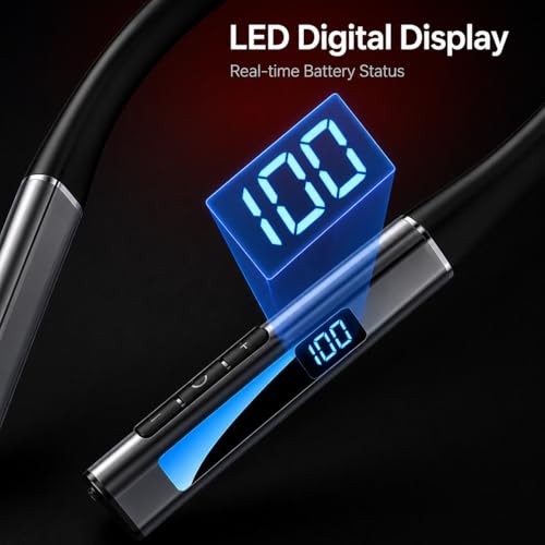 Image of iFAST Digital Display Bluetooth 5.4 Wireless Neckband Earphone | Up to 70 Hours Music Platime | with Plug & Play TF Card Support | Voice Assistance, Dual Pairing [ Black ]