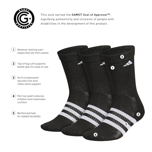 adidas Adaptive Crew Socks (3-Pairs) with Durable Reinforced Cuff for Easy Self-Dressing2