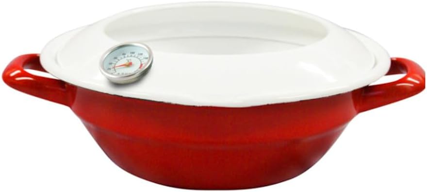 富士ホーロー 天ぷら鍋 24cm （2.8L）温度計付 レッドTP-24・R