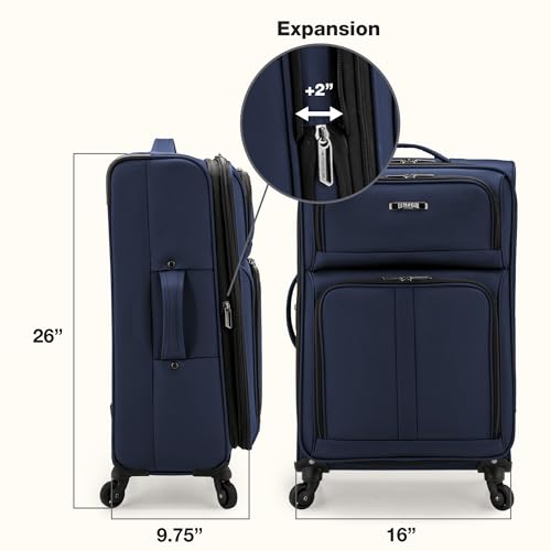 Image of U.S. Traveler Anzio Softside Expandable Luggage with Spinner Wheels, Navy, 26-Inch Medium
