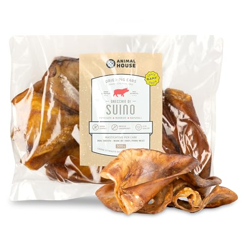 Animal House - Snack Naturale per Cani BARF alle Orecchie Suine, Delizia Proteica Europea per il Benessere del Tuo Amico a Quattro Zampe (500 GR, ORECCHIE SUINE)