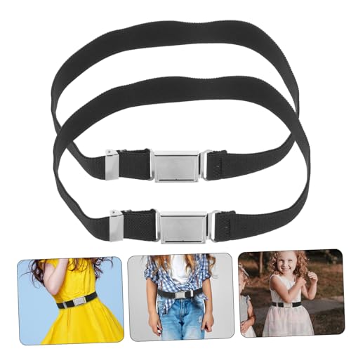 2pcs Elastic Waist Belt Black Adjustable Magnetic Buckle Nylon Rubber Comfortable Fit Boys Uniform Fashion Accessories3