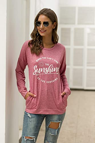 Muicy Womens Sunshine Shirt Casual Long Sleeve Shirt Tops Trendy Loose Fit Sweatshirts Tunic Tops with Pockets4