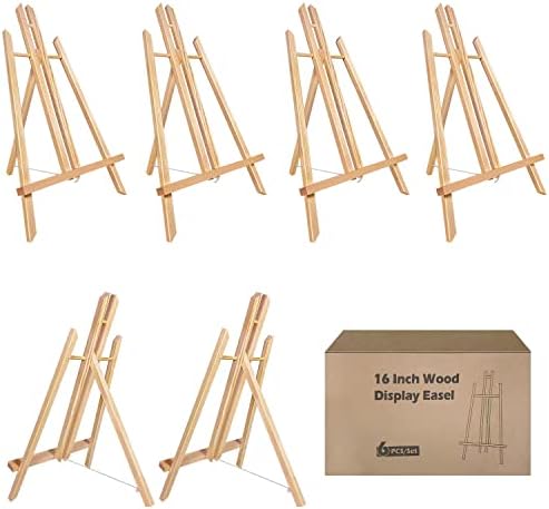 Easel Tabletop Painting Easel 6 Pcs 16"Easels Stand Wooden Easel for Painting Canvases Art Easel for Display /Painting Party/Kids/Adults/Wedding/Classroom/ Art Projects