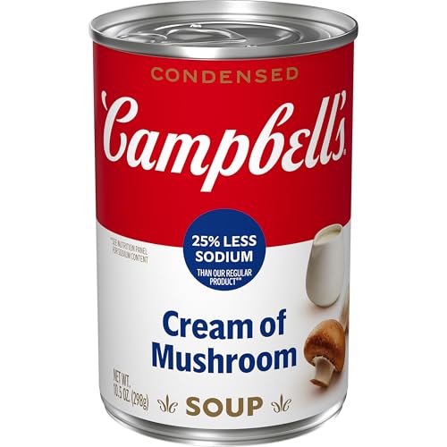 Image of Campbell's Condensed 25% Less Sodium Cream of Mushroom Soup, 10.5 oz Can
