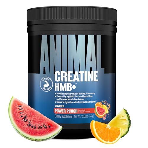 ANIMAL Creatine HMB+ - Kreatin-Monohydrat-Pulver mit HMB & Elektrolyten - unterstĂĽtzt Muskelwachstum, Regeneration & Ausdauer - mit Power Punch, 30 Portionen