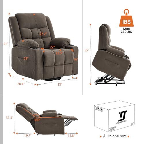 Sillón reclinable con masaje marrón miniatura 2