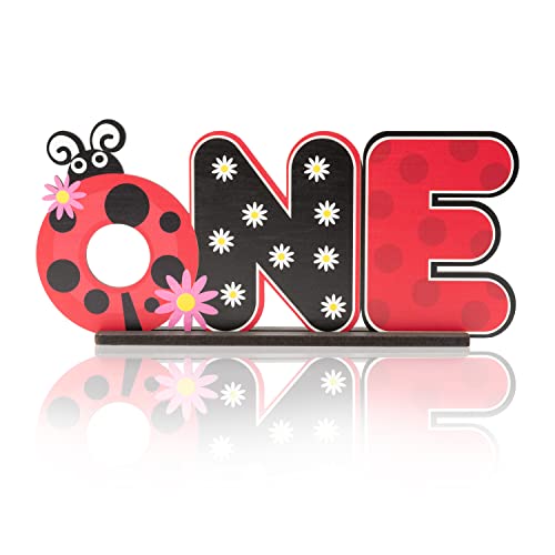 Laffact Ladybug One Letter Sign Wooden Table Centerpieces Daisy Red And Black Bug Wood Table Topper First 1St Birthday Milestone Sign Spring Ladybug Theme Decor For Kid Girl Baby Shower Photo Props #TOP5