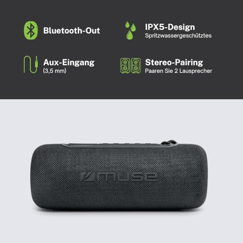 Haut-parleur Bluetooth Muse M-70BTB à lumières de couleur et puissance 20W anti-projections - 3