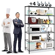 6000Lbs Capacity Metal Shelving Unit 6 Tier Adjustable Shelves for Storage Heavy Duty Commercial Grade Wire Shelf with Wheels & Feet 48" 18" 78" Storage Rack for Warehouse Garage Pantry Basement