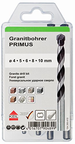 Keil Impact Bit Set Granite Drill Bit Primus) 4.0/5.0/6.0/8.0/10.0 mm, 154 350 410, 4,0/5,0/6,0/8,0/10,0mm - Image 2