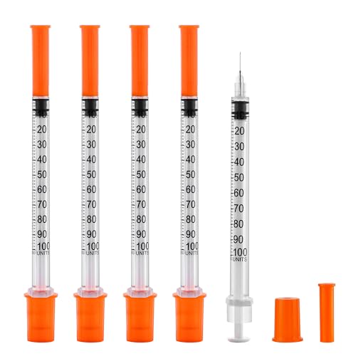 1ml Syringe with Needle, Syringes 1cc 31G 5/16 Inch, Individually Wrapped, Pack of 100