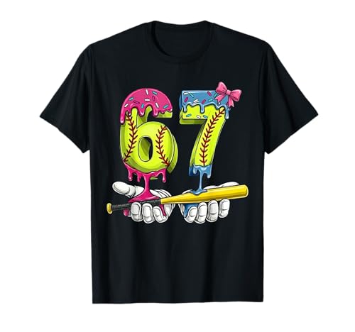 Softball 67 Ice Cream Drip Six Seven Boys Funny Meme T-Shirt