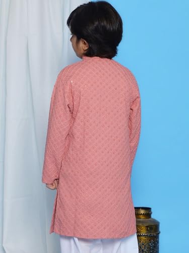 Image of AJ DEZINES Chikankari Kurta For Boys- Ethnic Wear | Embroidery Chikankari Sequined | Traditional & Festive Outfit | Cotton Stylish Boys Kurta | Perfect For Wedding & Family Function