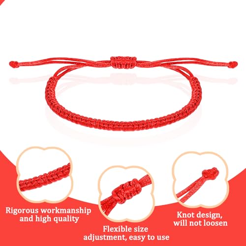 Red String Bracelet, 4Pcs Kabbalah Red Bracelets for Women Men, Waterproof Nylon Adjustable Protection Bracelet for Gifts Good Luck Charm Energy3