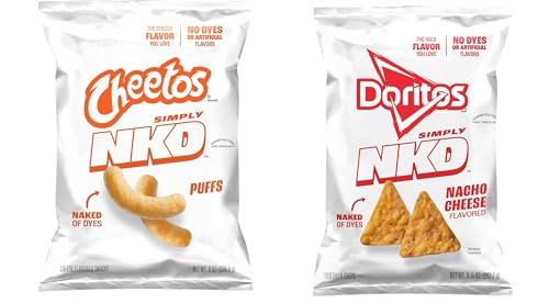 Cheetos & Doritos Simply NKD Chips No Dyes No Artificial Flavors - 2 bags (Cheetos Puffs & Doritos Nacho Cheese)