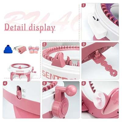 BUAOB SENTRO Knitting Machine 48 Needles for Adults, Smart Automatic Circular Crochet Knitting Machine with Row Counter