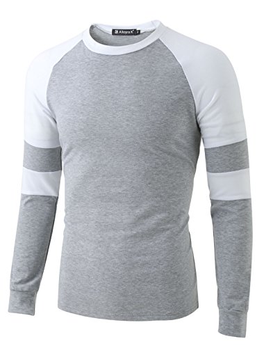 uxcell Men Contrast Color Raglan Tee Shirt Light Gray S US 34