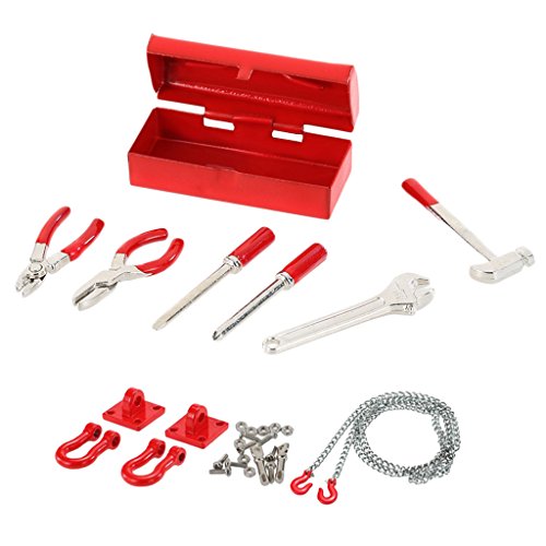 MonkeyJack 1:10 RC Rock Crawler Vehicle Model Hand Tool Set + Tow Chain