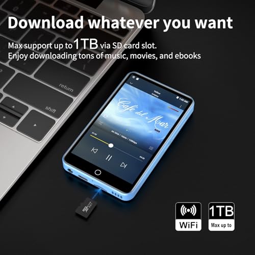 Image of MP3 Player with Bluetooth and WiFi, ZAQE 80GB Storage & Android OS, 4 inch Touch Screen, FM Radio, Kids MP3 & MP4 Player with Spotify Google Play Store, Portable Media Player
