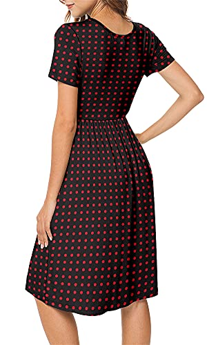 Image of DB MOON Women Summer Casual Short Sleeve Dresses Empire Waist Dress | Knee Length Dress for Women, Teacher Dresses, Jersey Dress, Modest Dresses, Dress with Pockets, Dresses for Church