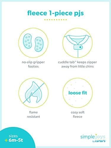 Miniatura 4 de Simple Joys by Carter's - Pijamas unisex para niños y niñas de forro polar, resistentes al fuego, corte holgado para vacaciones