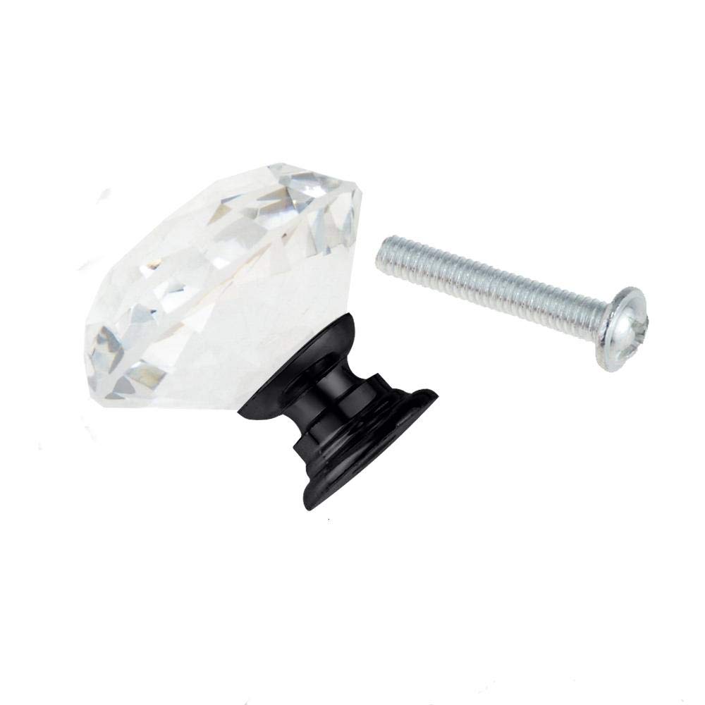 Bszcxbvmp 30Mm Black Crystal Drawers Knobsb, Crystal Glass Cabinet Drawer Closet Door Knob Handle Multicolor(30Mm Black)