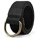 Mens & Womens Canvas Belt with Black D-ring 1 1/2" Wide Extra Long Solid Color