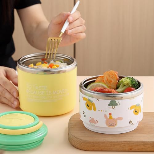 Image of 1060ml Insulated Stainless Steel Lunch Box for Kids & Adults | Leakproof Thermal Food Jar | Hot & Cold Tiffin Box with Handle | BPA-Free Food Container for School, Office & Travel