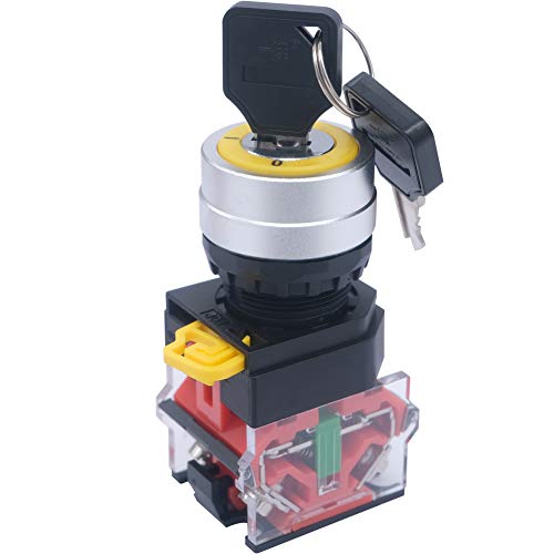 Get Cheap Price mxuteuk 1 NO 1 NC 2 Position Rotary Switch Selector Select Switch 22mm Latching with Key 660V 10A LA36A-11Y/21