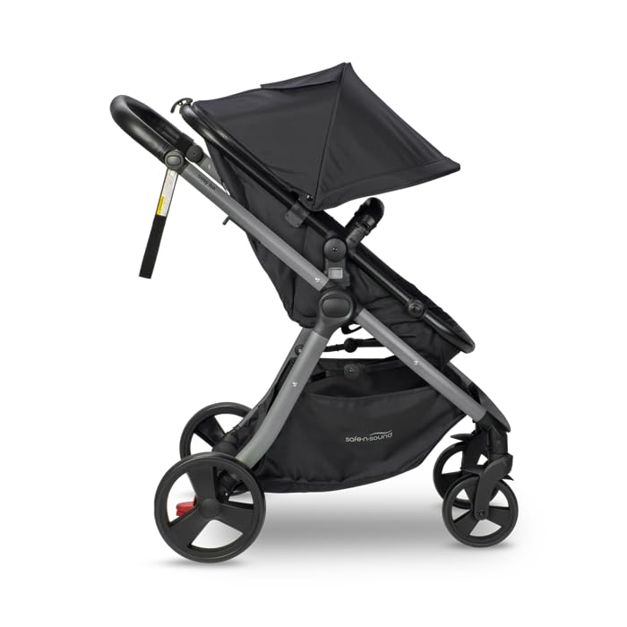 Safe-n-Sound Cosy Lux Stroller, 4 in 1 Comfortable Travel System, XL 10kg Basket Size, Easy Fold, Extra Large UPF 50+ Extendable Canopy, Travel System Compatible, Black (30187) - Image 6