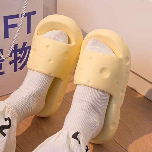 Women’s Platform Slippers Beach Shower Sandals Cute Cheese Design Indoor Outdoor Slippers Versatile House Shoes 20254