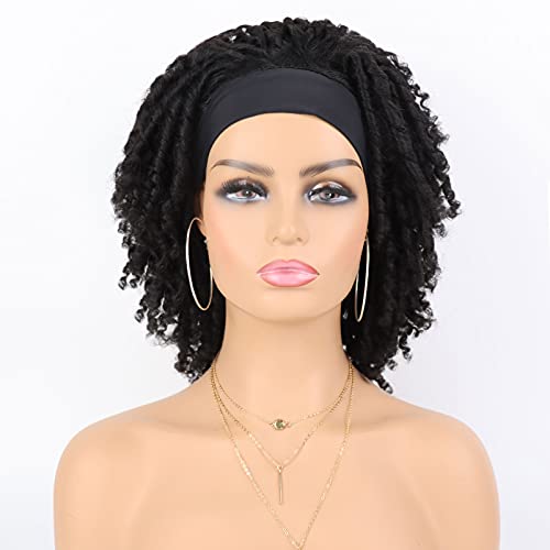 Tereshar Headband Dreadlock Wigs for Black Women Butterfly Locs Crochet Hair Spring Twist Braided Synthetic Wigs for Daily Use (10 inch, 1B)