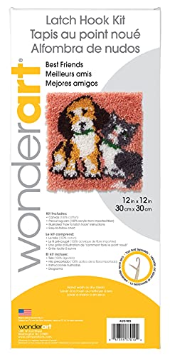 Image of Wonderart 58439Caron Latch Hook Kit 12 inchX12 inch, Best Friends