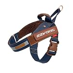 EzyDog Express Dog Harness | Dog Harness for Small, Medium and Large Dogs, Angled Ergonomic Design, Moulded Grip Handle, Easy Release Side Buckle (M, Denim)