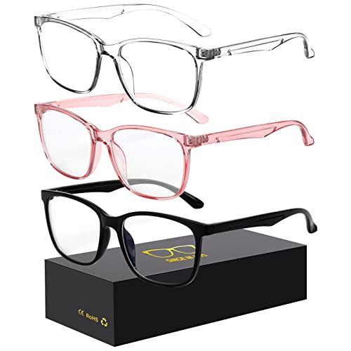 Image of Oilway Blue-Light Blocking Glasses Computer Reading /Gaming /TV /Phones Glasses Fashion Anti Eyestrain Glasses for Women Men(D3 Black + Transparent + Pink)