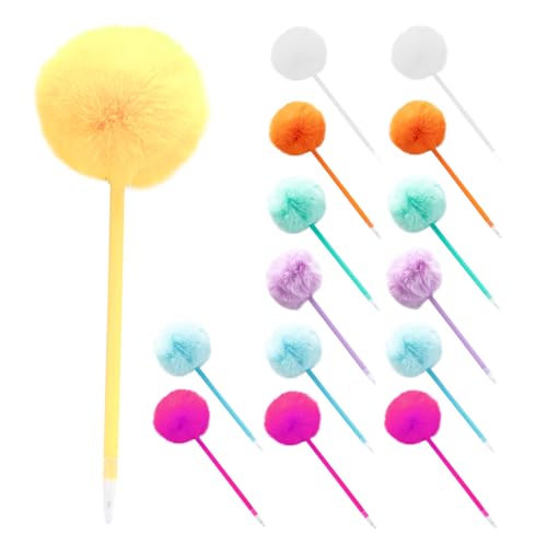 KALLORY 15個 学生 ペン カラフル ポンポン ペン ファジー パーティー 漫画 パフ かわいい ティーン 女の子 ハ