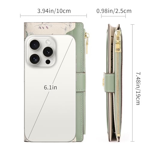 GAEKEAO Womens Wallet Slim Thin RFID Blocking Floral Vegan Leather Card Holder Bifold Long Ladies Wallet with Zipper Pocket3