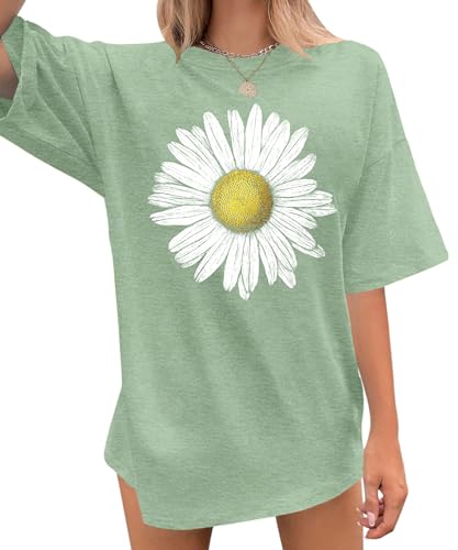 Image of tiorhooe Oversized T Shirts for Women Butterfly Print Short Sleeve T Shirt Summer Casual Loose Tops S-XXL