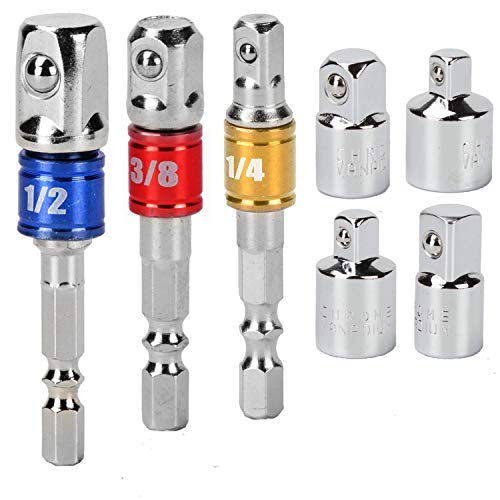 Adaptadores hexagonales para llaves de vaso de Efantur, adaptador para llaves de vaso hexagonales, juego de adaptadores, alargadores con código de color para destornilladores eléctricos, Multicolor