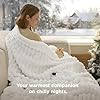 Bedsure Heated Blanket Electric Throw - Thick Striped Flannel Electric Blanket, Heating with 6 Time Settings (Up to 10H), 6 Heat Settings & 8Hr Timer Auto Off, Gift for Grandma (50x60 inches, White)