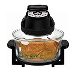 Big Boss Rapid Wave Halogen Infrared Convection Countertop Oven - 12 ½ Quart with Extender Ring Glass Bowl - Digital Presets